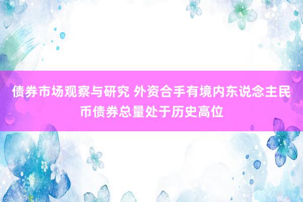 债券市场观察与研究 外资合手有境内东说念主民币债券总量处于历史高位