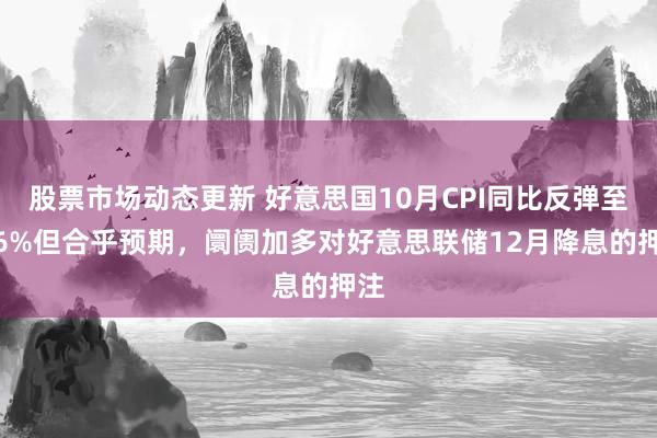 股票市场动态更新 好意思国10月CPI同比反弹至2.6%但合乎预期，阛阓加多对好意思联储12月降息的押注