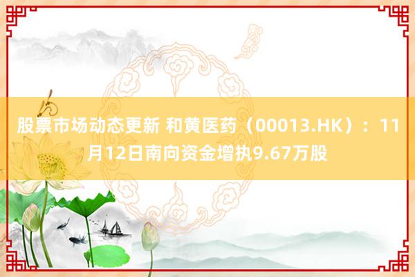 股票市场动态更新 和黄医药（00013.HK）：11月12日南向资金增执9.67万股