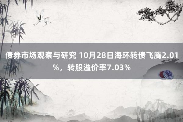 债券市场观察与研究 10月28日海环转债飞腾2.01%，转股溢价率7.03%