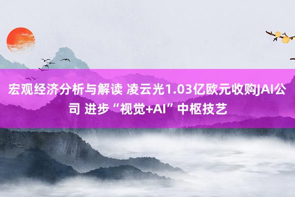 宏观经济分析与解读 凌云光1.03亿欧元收购JAI公司 进步“视觉+AI”中枢技艺