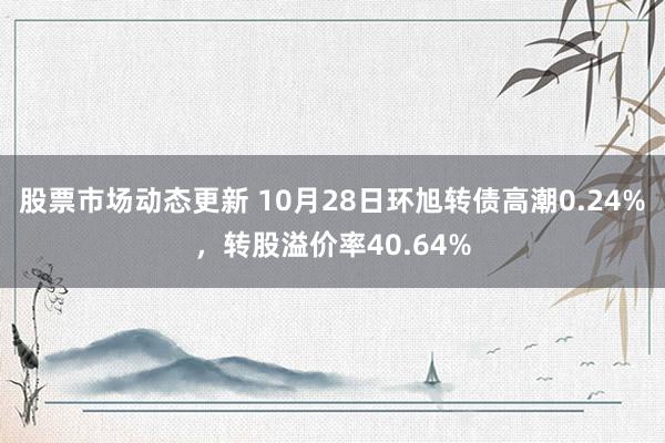 股票市场动态更新 10月28日环旭转债高潮0.24%，转股溢价率40.64%