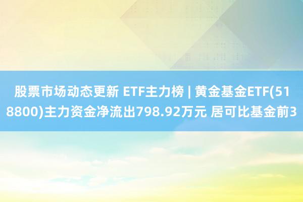 股票市场动态更新 ETF主力榜 | 黄金基金ETF(518800)主力资金净流出798.92万元 居可比基金前3