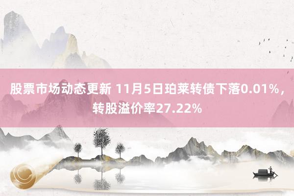 股票市场动态更新 11月5日珀莱转债下落0.01%，转股溢价率27.22%