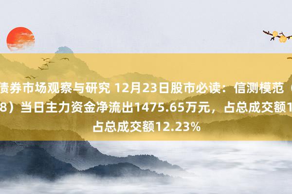 债券市场观察与研究 12月23日股市必读：信测模范（300938）当日主力资金净流出1475.65万元，占总成交额12.23%