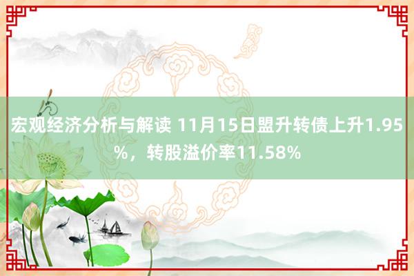 宏观经济分析与解读 11月15日盟升转债上升1.95%，转股溢价率11.58%