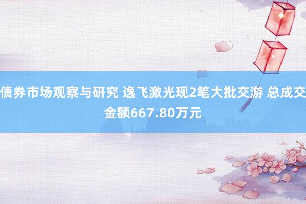 债券市场观察与研究 逸飞激光现2笔大批交游 总成交金额667.80万元