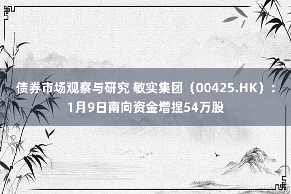 债券市场观察与研究 敏实集团（00425.HK）：1月9日南向资金增捏54万股