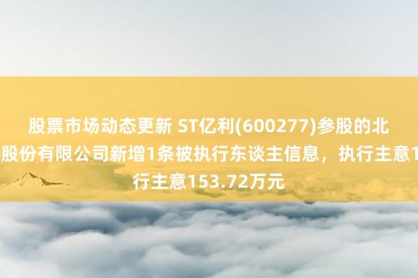 股票市场动态更新 ST亿利(600277)参股的北京亿兆华盛股份有限公司新增1条被执行东谈主信息，执行主意153.72万元