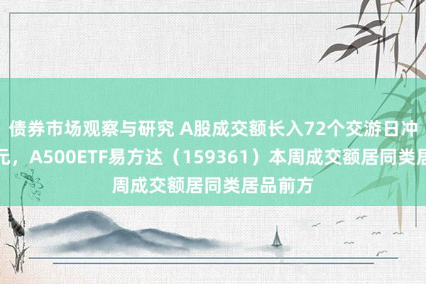 债券市场观察与研究 A股成交额长入72个交游日冲突万亿元，A500ETF易方达（159361）本周成交额居同类居品前方