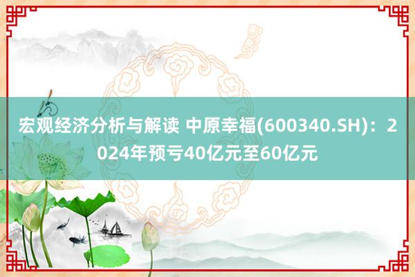 宏观经济分析与解读 中原幸福(600340.SH)：2024年预亏40亿元至60亿元