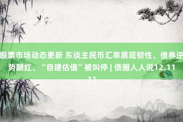 股票市场动态更新 东谈主民币汇率展现韧性、债券逆势翻红、“自建估值”被叫停 | 债圈人人说12.11