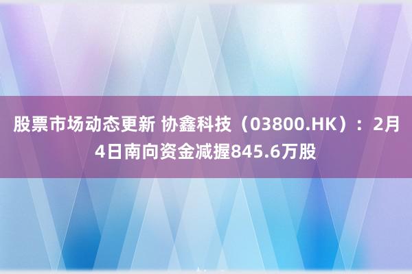 股票市场动态更新 协鑫科技（03800.HK）：2月4日南向资金减握845.6万股