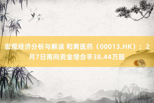 宏观经济分析与解读 和黄医药（00013.HK）：2月7日南向资金增合手38.44万股