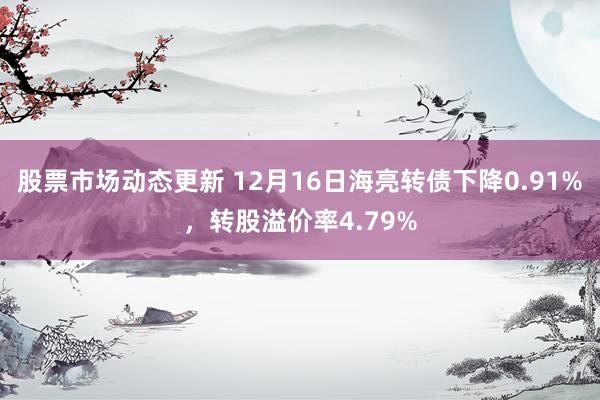 股票市场动态更新 12月16日海亮转债下降0.91%，转股溢价率4.79%