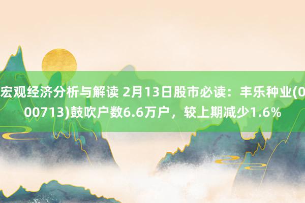 宏观经济分析与解读 2月13日股市必读：丰乐种业(000713)鼓吹户数6.6万户，较上期减少1.6%