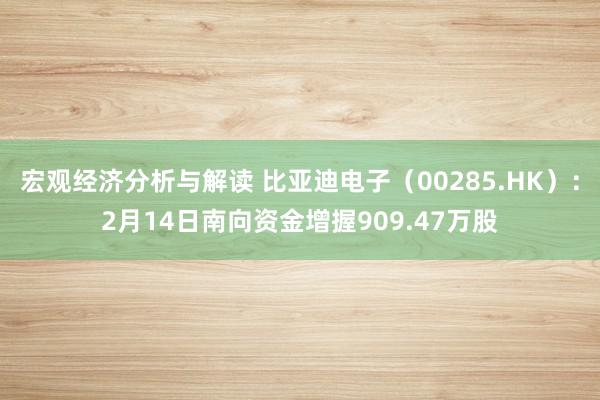 宏观经济分析与解读 比亚迪电子（00285.HK）：2月14日南向资金增握909.47万股