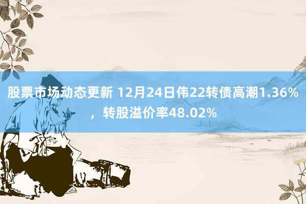 股票市场动态更新 12月24日伟22转债高潮1.36%，转股溢价率48.02%