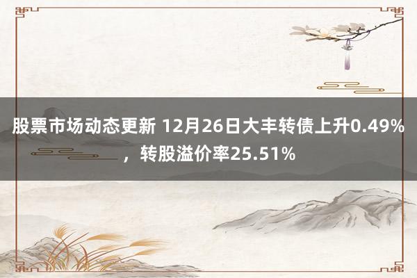 股票市场动态更新 12月26日大丰转债上升0.49%，转股溢价率25.51%