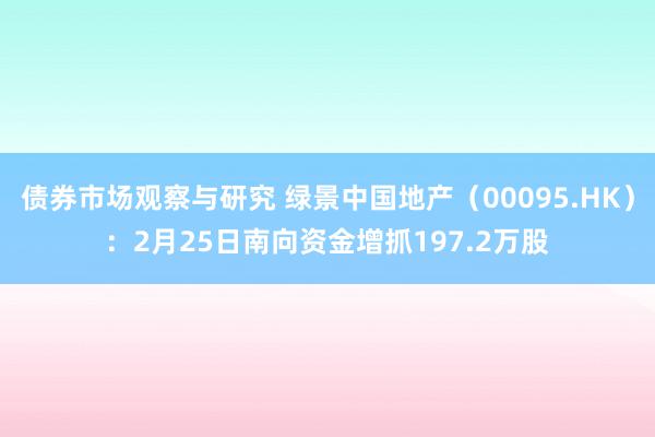 债券市场观察与研究 绿景中国地产（00095.HK）：2月25日南向资金增抓197.2万股