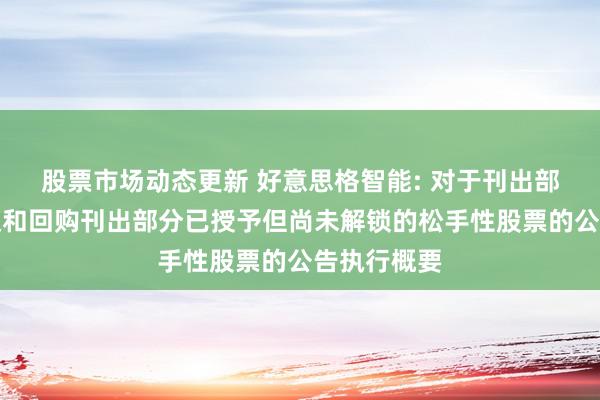 股票市场动态更新 好意思格智能: 对于刊出部分股票期权和回购刊出部分已授予但尚未解锁的松手性股票的公告执行概要