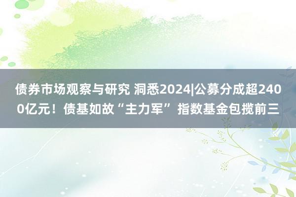 债券市场观察与研究 洞悉2024|公募分成超2400亿元！债基如故“主力军” 指数基金包揽前三