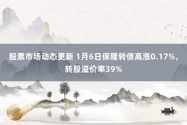 股票市场动态更新 1月6日保隆转债高涨0.17%，转股溢价率39%