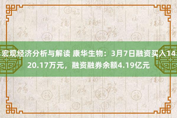 宏观经济分析与解读 康华生物：3月7日融资买入1420.17万元，融资融券余额4.19亿元