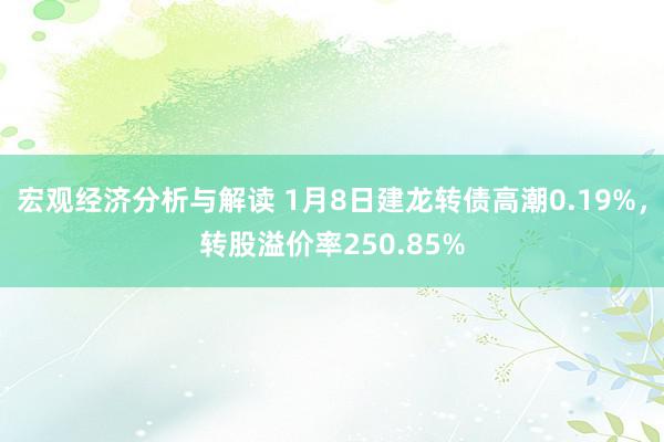 宏观经济分析与解读 1月8日建龙转债高潮0.19%，转股溢价率250.85%