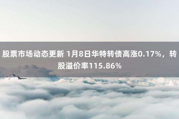 股票市场动态更新 1月8日华特转债高涨0.17%，转股溢价率115.86%