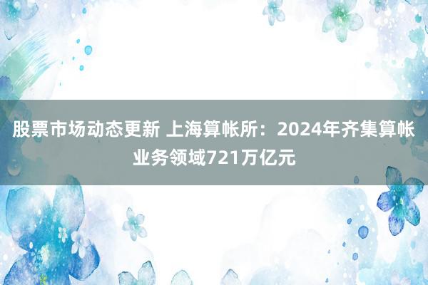 股票市场动态更新 上海算帐所：2024年齐集算帐业务领域721万亿元